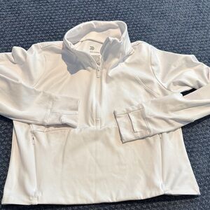 White Quarter-Zip Pullover cropped length